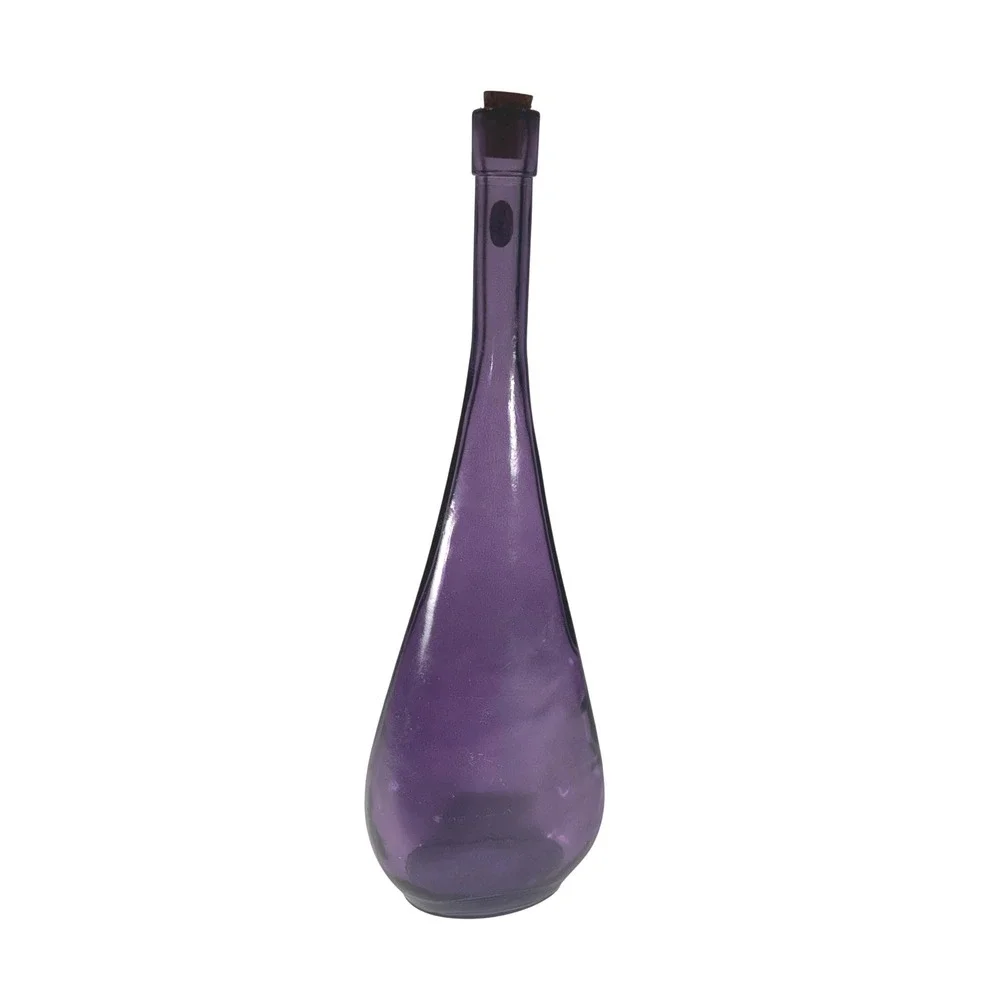 San Miguel Decorative Bottle Purple Recycled Glass Teardrop Cork Stopper